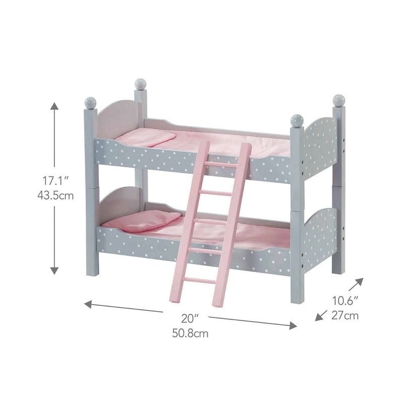Olivia&#39;s Little World 18&#34; Doll Wooden Convertible Bunk Bed with Ladder Gray, 4 of 9