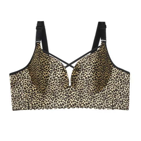 Agnes Orinda Women' S Plus Size Wireless Full Coverage 5 Hooks High Support  Adjustable Straps Bralettes Yellow Leopard 44c : Target