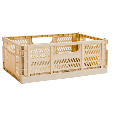 3 Sprouts Rectangular Recycled Plastic Foldable Crate (Large Size) - Sand