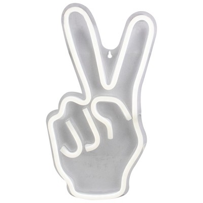 Northlight 15” Bright White Neon Style Peace Fingers Led Lighted Wall ...