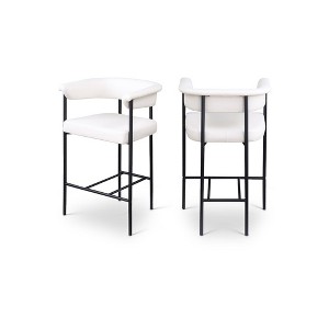 Meridian Furniture,Malin Cream Vegan Leather Counter Stool, Set of 2 - 1 of 4