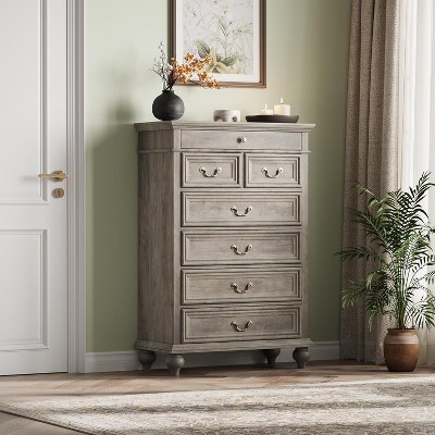 50" Rustic Farmhouse 7-Drawer Dresser - Jewelry Storage Chest for Bedroom & Living