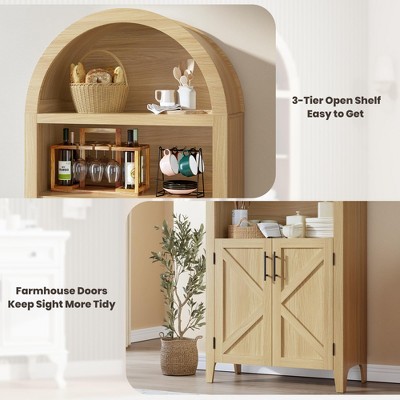 Collage of arched bookcase features with text highlights