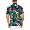 HAPPY BAY Men's Hawaiian Shirts Short Sleeve Button Down Shirt Pineapple Shirt Men Boho Vacation Casual Beach Shirts for Men M Tropical Parrots, Black - 4 of 4