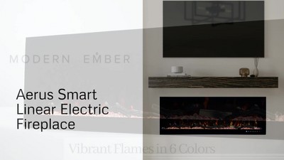 Modern Ember 72-Inch Black Smart Linear Electric Fireplace with LED Flames
