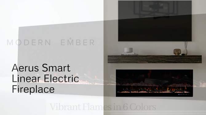 Modern Ember Aerus Smart Linear Electric Fireplace - Works with Alexa and Google Assistant, 2 of 11, play video