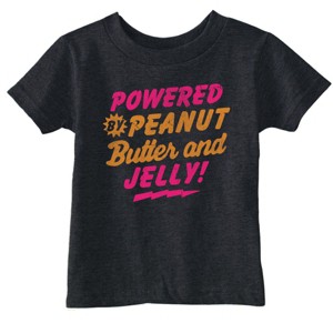 Toddler Funny T Shirts Powered By Peanut Butter And Jelly Sarcastic PB&J Graphic Novelty Tee For Toddlers - Crazy Dog Toddler T Shirt - 1 of 4