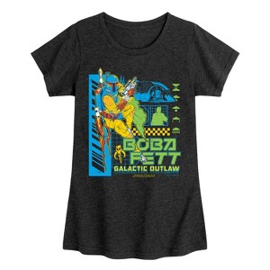 Girls' - Star Wars - Dark Digital Boba Fett Fitted Short Sleeve Graphic T-Shirt - 1 of 3