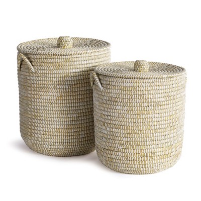 Plum & Post Rivergrass Hamper Baskets With Lids, Set Of 2