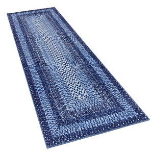 Washable Area Rug, Vintage Accent Rug, Braided Print Carpet, Low Pile Non-Shedding Kitchen Rugs with Non Slip Backing, Foldable Rug - 1 of 4