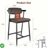 26" Counter Height Bar Stools Set of 2 with Arms 2PCS Modern Bar Stools Set with Back & Upholstered Wider Seat - 2 of 4