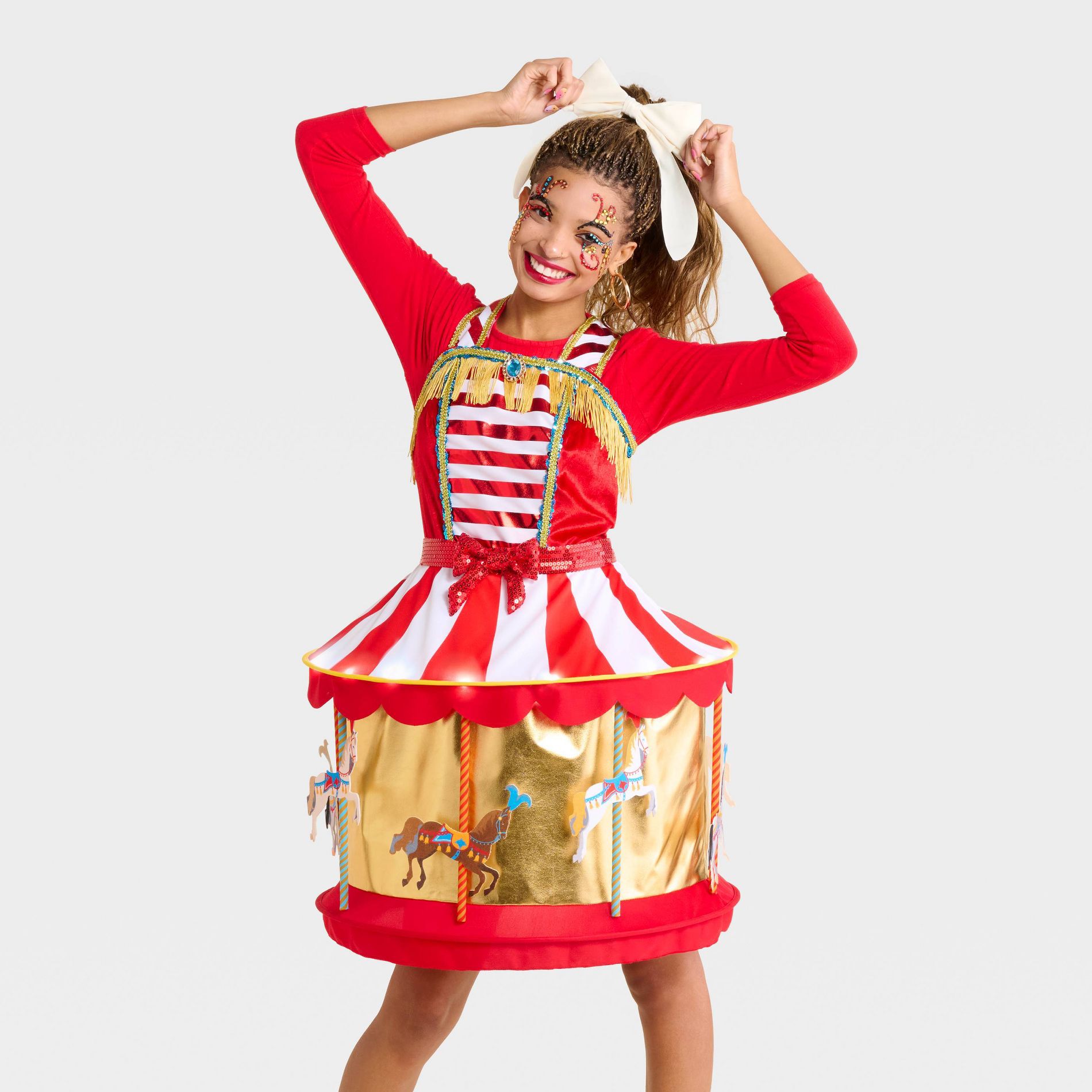 Adult Light and Sound Carousel Halloween Costume Dress - Hyde and EEK! Boutique™ Red L/XL