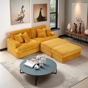 82" Convertible Sectional Sofa with Double Footstools & Storage, 4 Toss Pillows - 1 of 4