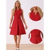 Allegra K Women's Work Office Belted V Neck Side Zipper Sleeveless Midi A-Line Dress - 2 of 4