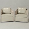 KINWELL 100% Top Grain Genuine Leather Swivel Armchair, Set of 2 - 2 of 4