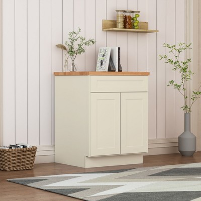 Shaker Dove Kitchen Base Cabinet with 2 Doors & 2 Drawers, Soft-Close, Plywood & MDF for Kitchen & Dining