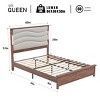 Accent Bed Frame Modern Upholstered Headboard with Functional Platform for Bedroom Queen - 3irtyhousy - 4 of 4