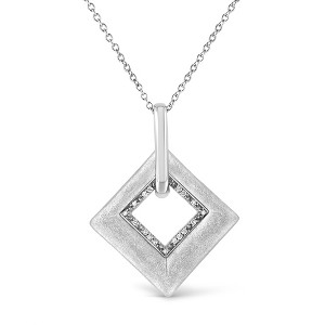 Haus of Brilliance Silver Pave-Set Diamond Accent Kite Shape Pendant Necklace - 1 of 4