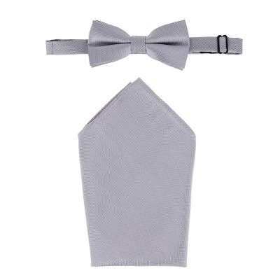 CTM Men's Woven Bow Tie and Handkerchief Set