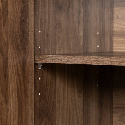 Natural Walnut and Faux Carrara Marble Mid-Century Glam Cabinet