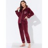 Allegra K Women's Flannel Button Down Lounge Winter Long Sleeves Pajama Sets - 2 of 4