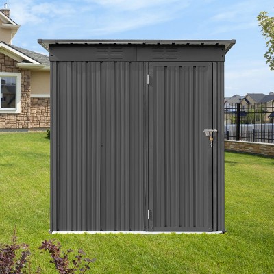 5x4FT Outdoor Metal Storage Shed with Punched Vents, Hinged Door, Aluminum Frame and Padlock for Secure Garden Use - Coolbibila