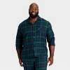 Men's Plaid Flannel Long Sleeve Shirt and Pants Holiday Matching Family Pajama Set - Wondershop™ Navy Blue - 3 of 4