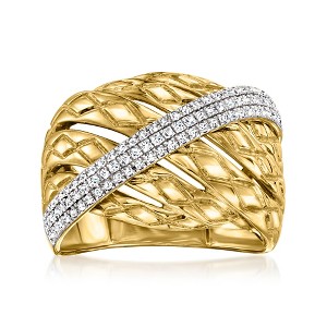 Ross-Simons 0.25 ct. t.w. Diamond Stripe Ring in 18kt Gold Over Sterling - 1 of 4