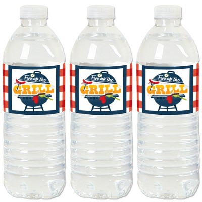 Big Dot of Happiness Fire Up the Grill - Summer BBQ Picnic Party Water Bottle Sticker Labels - Set of 20