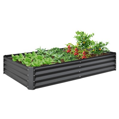 Metal Raised Garden Bed Kit, 8x4x1ft Outdoor Large Planter Raised Beds, Outdoor Garden Beds Raised Garden Boxes For Gardening Vegetables Flowers