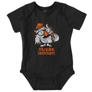Tootsie Owl Halloween Guess Hoo Pun Baby Romper Boys or Girls Brisco Brands - 1 of 4