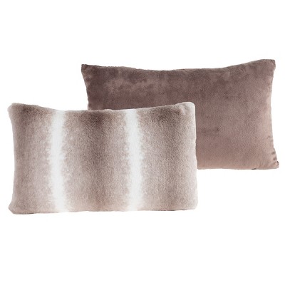 Hastings Home 2 Pack Faux Fur Pillows, Gray/White