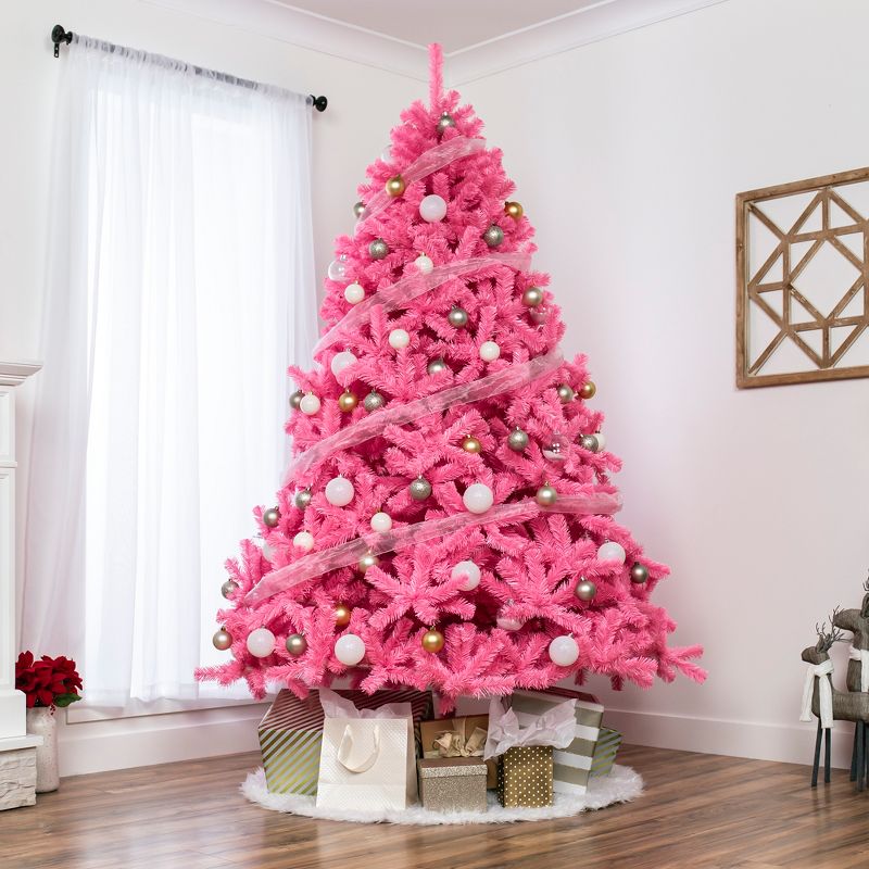 Best Choice Products Artificial Pink Christmas Full Tree Festive Holiday Decoration w/ Stand, 3 of 12