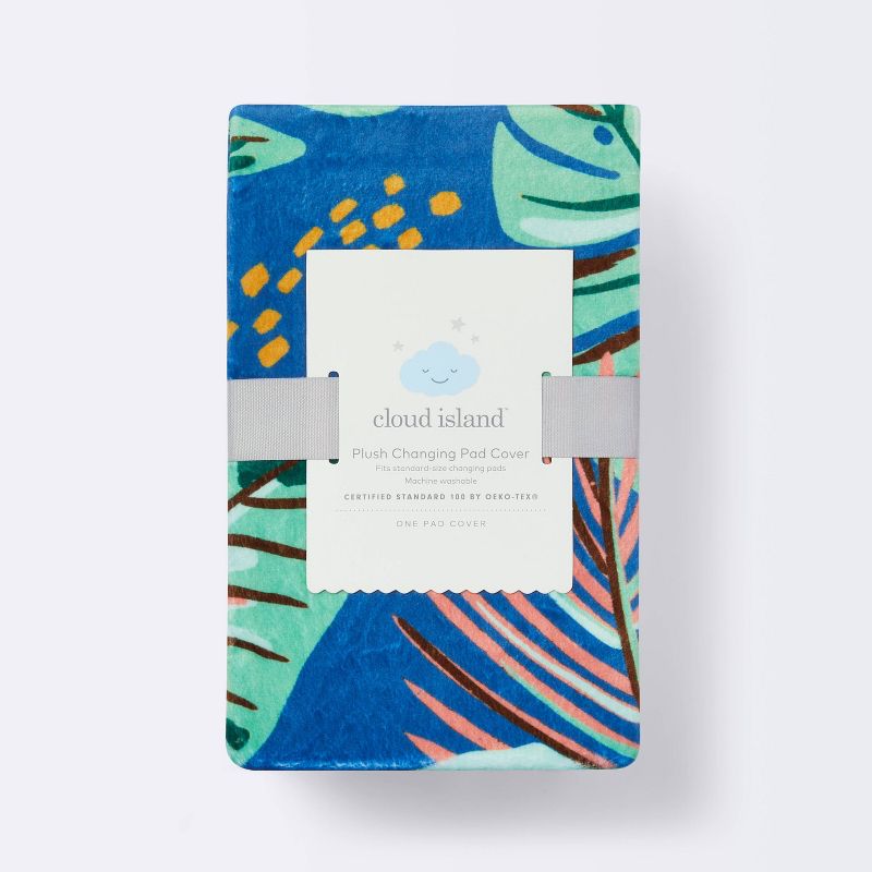 Plush Changing Pad Cover Botanical Print - Cream/Blue/Green - Cloud Island&#8482;, 4 of 5