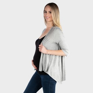 24seven Comfort Apparel Maternity Elegant Long Sleeve Open Front Draped Hem Jacket - 1 of 3