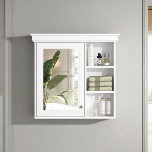 30'' x 28'' Wall Mounted Bathroom Medicine Cabinet with Mirror, Storage Organizer with Adjustable Shelves, Over Toilet Cabinet - 1 of 4