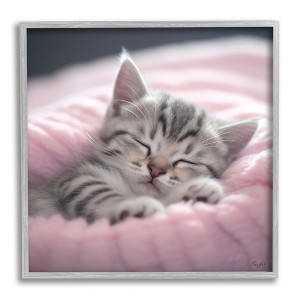 Stupell Industries Soft Kitten Tucked In Black Framed Giclee Art - 1 of 4