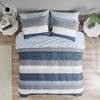 Sapphtopaz Twin Size 4 Piece Sheet Set, Stripe Comforter Set for Women, Men, Kids, Teens, Quilts Twin Size with Comfy Breathable Bed Sheets-Blue/Gray - 4 of 4