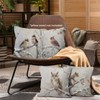 Winter Forest Bird Cardinal Throw Pillow Covers 18x18 Set of 4, Sparrow Squirrel Owl Decor Pillow Cases - 3 of 4