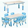 Nasitip Kids Table and 6 Chairs Set, Height Adjustable Table/Graffiti Desktop, Non-Slip Legs, Children Activity Table for Daycare, Classroom - 2 of 4
