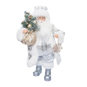 Season's Designs 18" Silver And White Santa With Snowflak - 1 of 1