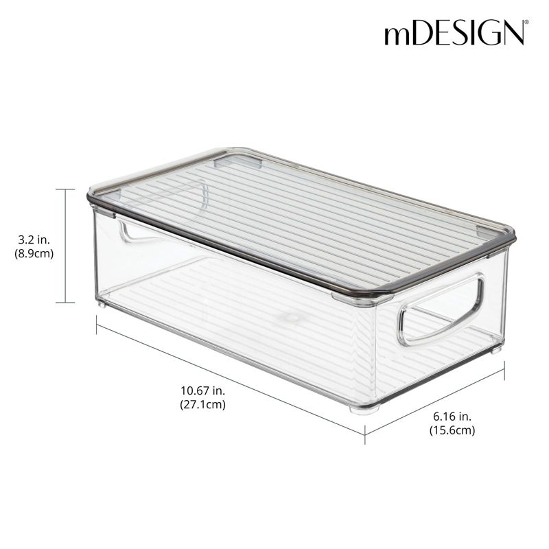 mDesign Linus Kitchen Plastic Storage Bin Box Container with Lid and Handles, 8 Pack - 10 x 6 x 3, Clear/Smoke, 4 of 9