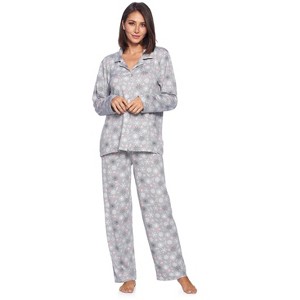 Casual Nights Women's Long Sleeve Rayon Button Down Pajama Set - 1 of 4