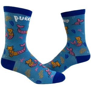 Crazy Dog T-Shirts Women's Purr Maid Socks Funny Mermaid Pet Cat Kitty Animal Lover Graphic Footwear - 1 of 4