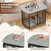 Medium Dog House Dog Crate Wooden Cage Indoor Kennel Furniture Dog Shelter End Table with Double-Doors, Brown/Gray+Black-ModernLuxe - 4 of 4