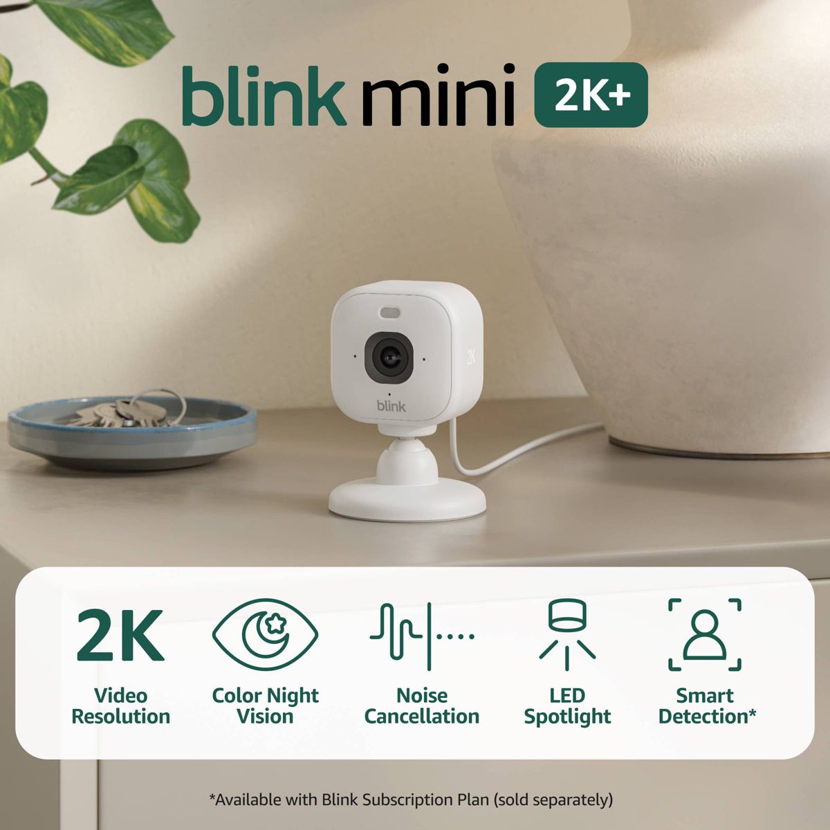 Blink Mini 2K+ Compact Plug-In Security Camera, 2K Video Resolution, Color Night Vision, Enhanced Audio. 1 Camera - thumbnail 9