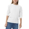 Girls Pullover Knit Sweaters Puff Short Sleeve Kids Crewneck Cute Summer Blouse Sweater Tops - 4 of 4