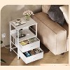 NightStand with Charging Station, LED Bedside Table with 2 Fabric Drawers, Storage Shelf, 3 USB Ports and 2 Outlets - 2 of 4