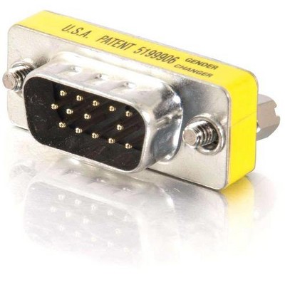 C2G HD15 VGA M/M Mini Gender Changer (Coupler) - 1 x HD-15 Male - 1 x HD-15 Male - Silver, Yellow