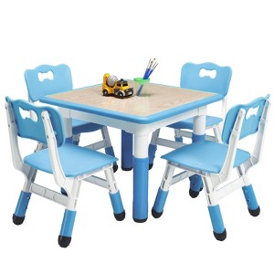 Kids Table and Chairs Set, Graffiti Desktop Plastic Children Art Table with Seat, Height Adjustable Toddler Table and Chair Set for Kids Ages 3-10 - 1 of 4